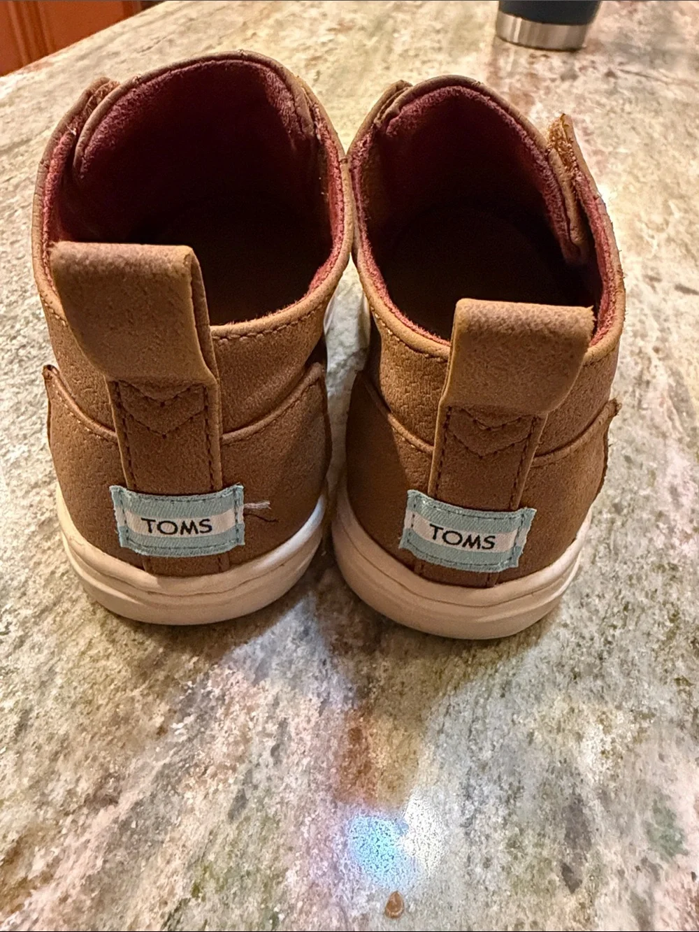 Toms Brown Suede-Look Kids Slip-On Sneakers